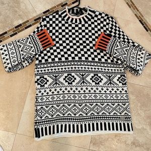 NWOT JETSET men’s size 4 sweater, black and white